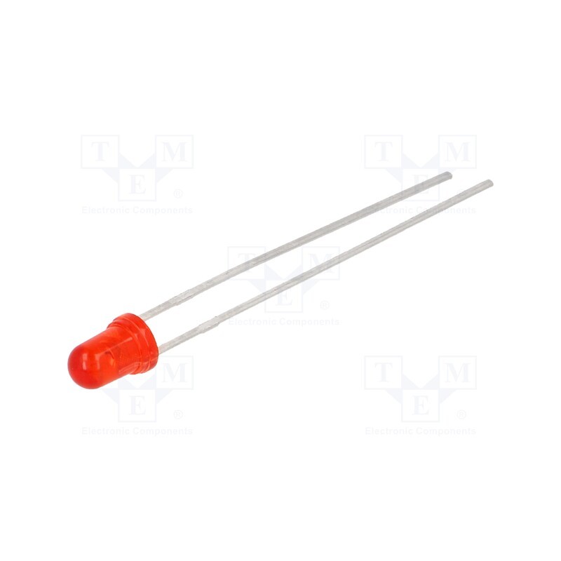 5 pcs x LITEON - LTL1CHVRTNN - LED, 3mm, red, 1500÷3200mcd, 45°, Front: convex, 2÷2.4V