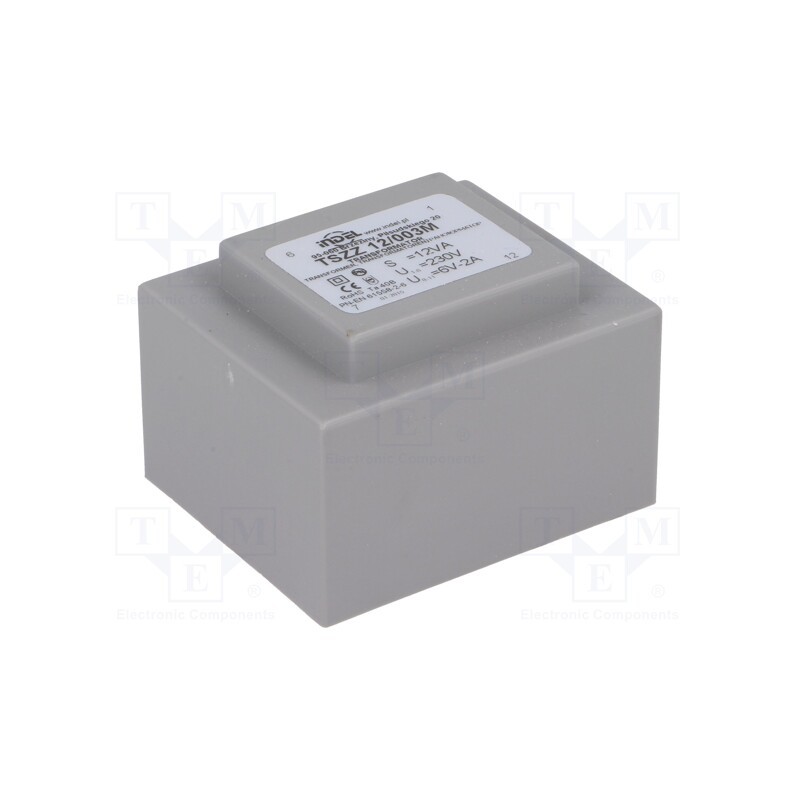 1 pcs x INDEL - TSZZ12/003M - Transformer: encapsulated, 12VA, 230VAC, 6V, 2A, PCB, IP00, A: 52mm