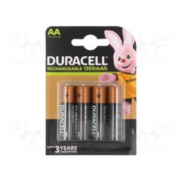 1 set x DURACELL - DURACELL AA 1300MAH BLISTER B4 - Re-battery: Ni-MH, AA, 1.2V, 1300mAh, blister, 4pcs.
