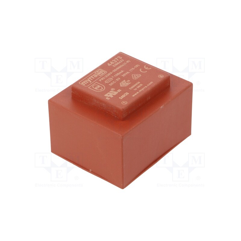 1 pcs x MYRRA - 44373 - Transformer: encapsulated, 30VA, 230VAC, 6V, 5A, PCB, 70x59x48.75mm