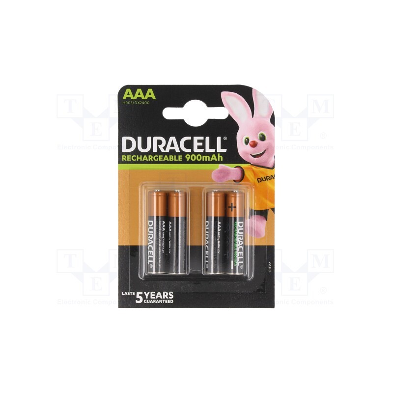 1 set x DURACELL - DURACELL AAA 850 MAH DX2400 BLISTER B4 - Re-battery: Ni-MH, AAA,R3, 1.2V, 850mAh, blister, 4pcs.