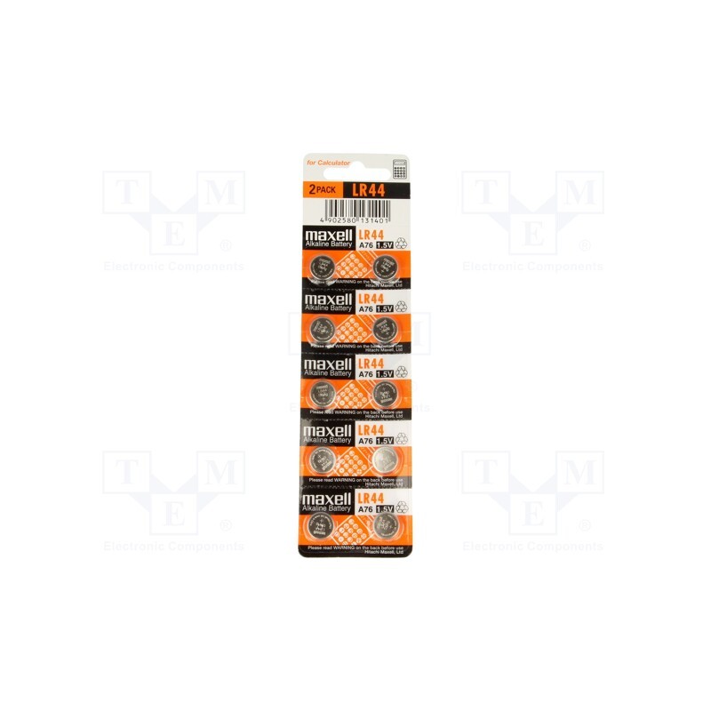 1 set x MAXELL - LR44 B10 - Battery: alkaline, 1.5V, LR44,coin,R1154, non-rechargeable