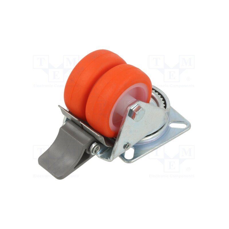 1 pcs x ELESA+GANTER - 451939 - Transport wheel, Ø: 50mm, W: 39mm, H: 71mm, twin wheels, 1.4kN, 142kg