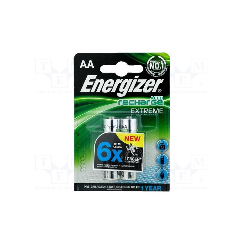 1 set x ENERGIZER - 634998 - Re-battery: Ni-MH, AA, 1.2V, 2300mAh, 2pcs.