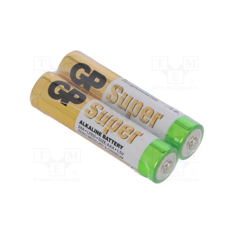 1 set x GP - GP24A/FO2 SUPER - Battery: alkaline, 1.5V, AAA, non-rechargeable, 2pcs, SUPER