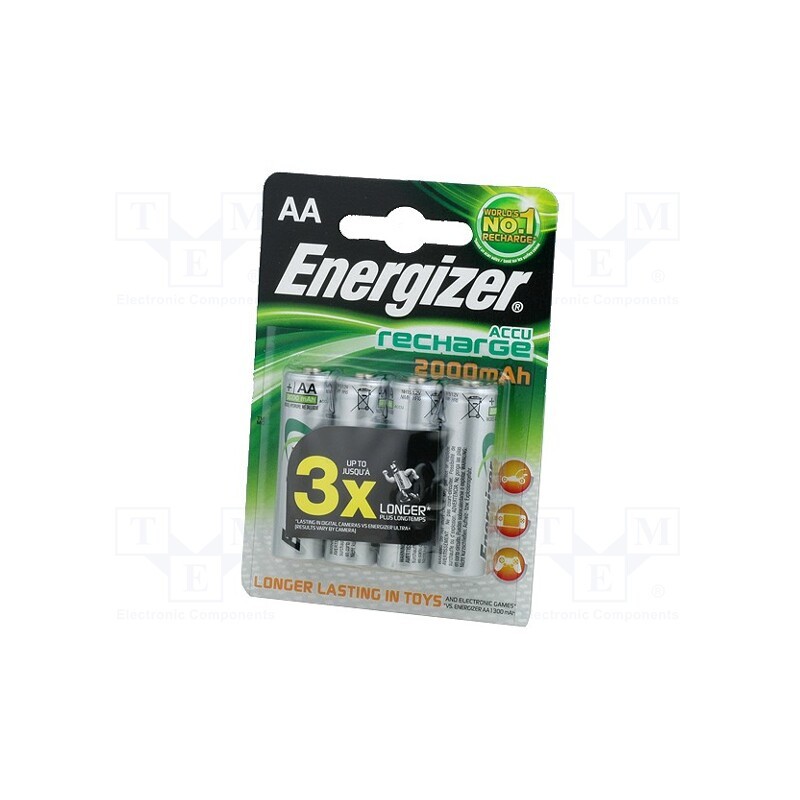 1 set x ENERGIZER - 7638900417012 - Re-battery: Ni-MH, AA, 1.2V, 2000mAh, blister, 4pcs.