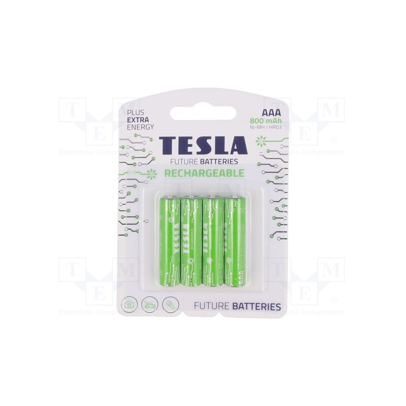 1 set x TESLA BATTERIES - 8594183392295 - Re-battery: Ni-MH, AAA,R3, 1.2V, 800mAh, blister, 4pcs.