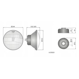 Optical element of the headlight, Zetor H4 lamp, 144mm
