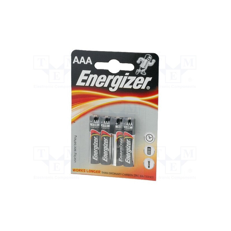 1 set x ENERGIZER - 7638900247893 - Battery: alkaline, 1.5V, AAA, non-rechargeable, 4pcs, Base