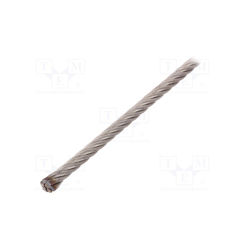 1 pcs x KRAFTBERG - L7X19-F6-A4/10M - Rope, acid resistant steel A4, Ørope: 6mm, L: 10m, 638kg