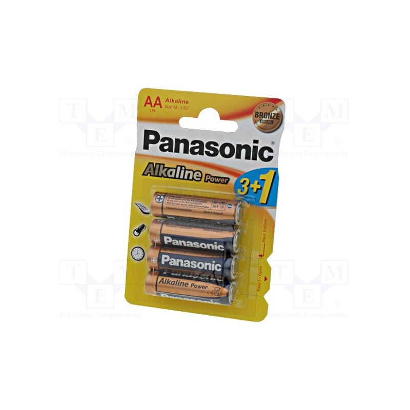 1 set x PANASONIC - 5410853039273 - Battery: alkaline, 1.5V, AA, non-rechargeable, 4pcs, BRONZE