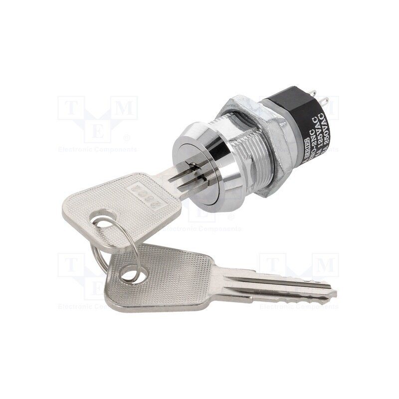 1 pcs x HIGHLY ELECTRIC - S286A-1 - Switch: key switch, Stabl.pos: 2, Switch.method: OFF-ON, Key: flat