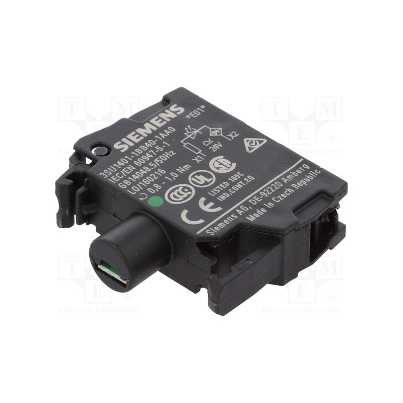 1 pcs x SIEMENS - 3SU1401-1BB40-1AA0 - Illuminating unit, 22mm, 3SU1.5, -25÷70°C, Illumin: LED, front