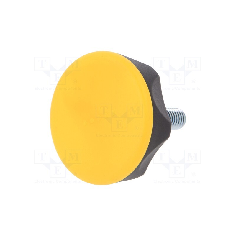 1 pcs x ELESA+GANTER - 222221-C4 - Knob, Ø: 45mm, Ext.thread: M8, 20mm, technopolymer PA, Cap: yellow