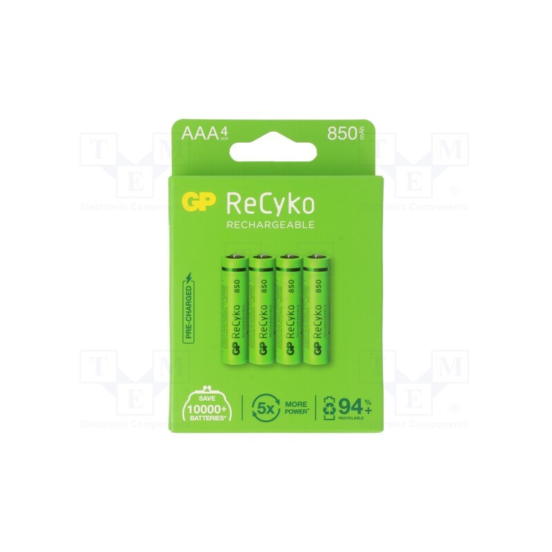 1 set x GP - 85AAAHCE-EB4 - Re-battery: Ni-MH, AAA,R3, 1.2V, 850mAh, ReCyko, blister, Ready2Use