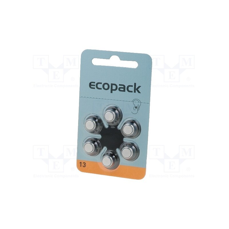 1 set x VARTA MICROBATTERY - 4606 726 406 - Battery: zinc air (ZnO2), 1.4V, AC13,coin,R754, 270mAh, 6pcs.