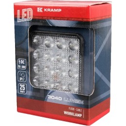 Square LED work lamp 25w 3040 lm 10 30v
