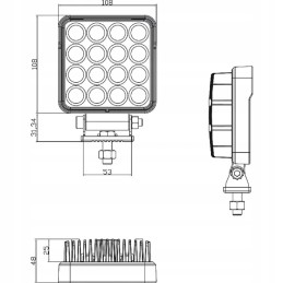 Square LED work lamp 25w 3040 lm 10 30v
