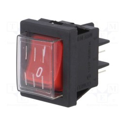 1 pcs x COMELUX - 4010I3502 - ROCKER, SPST, Pos: 2, ON-OFF, 16A/250VAC, red, Backlight colour: red