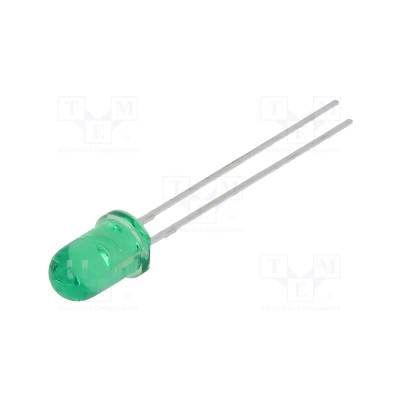 5 pcs x LUMEX - SSL-LX5093LGT - LED, 5mm, green, 80mcd, 30°, Front: convex, 2.2÷2.6V, No.of term: 2