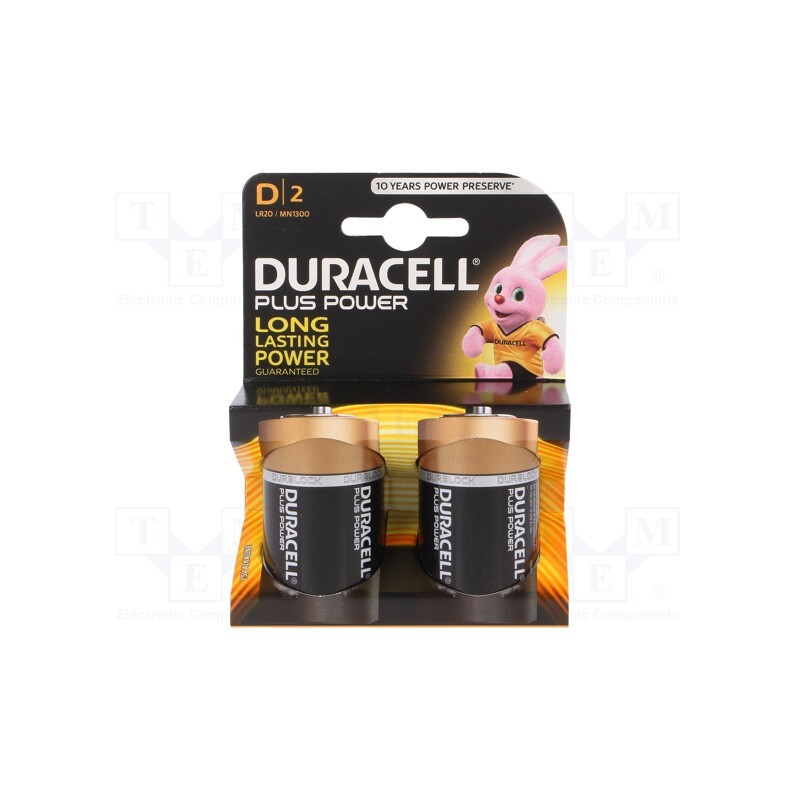 1 set x DURACELL - LR20/D (K2) PLUS POWER - Battery: alkaline, 1.5V, D, non-rechargeable, 2pcs, Plus