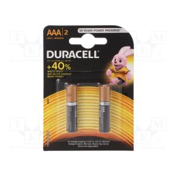 1 set x DURACELL - LR3/AAA/MN2400(K2) ECONOMY PACK - Battery: alkaline, 1.5V, AAA,R3, non-rechargeable, 2pcs, BASIC