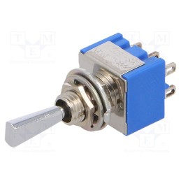 1 pcs x MIYAMA - MS-500I-F - Switch: toggle, Pos: 3, DP3T, ON-OFF-(ON), 6A/125VAC, -10÷55°C, 1kV