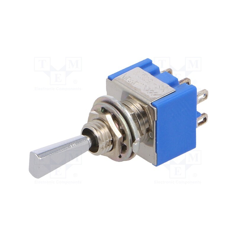 1 pcs x MIYAMA - MS-500I-F - Switch: toggle, Pos: 3, DP3T, ON-OFF-(ON), 6A/125VAC, -10÷55°C, 1kV