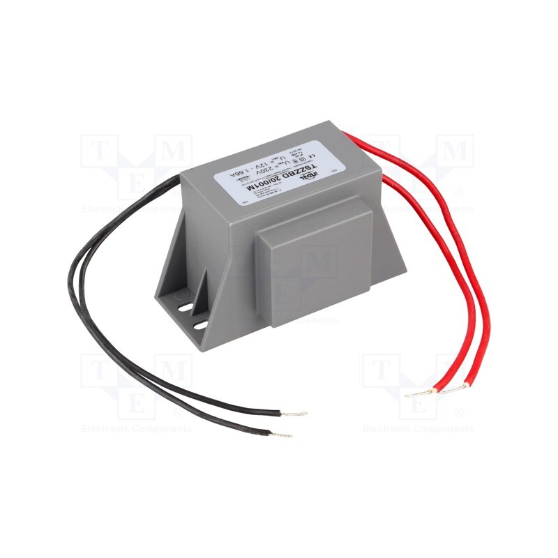 1 pcs x INDEL - TSZZBD 20/001M - Transformer: mains, 20VA, 230VAC, 12V, 1.66A, Leads: leads 200mm