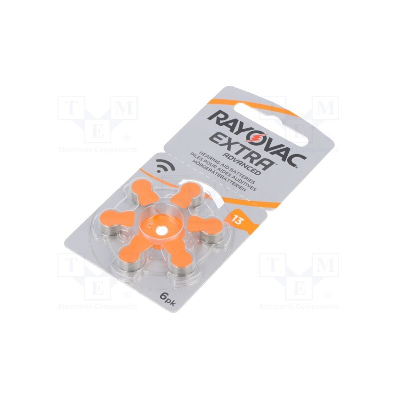 1 set x RAYOVAC - 13AU B6 - Battery: zinc air (ZnO2), 1.45V, AC13,coin,R754, 310mAh, 6pcs.