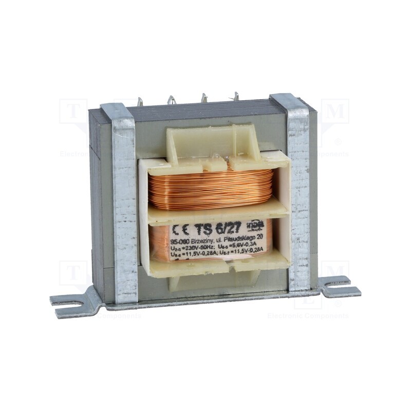 1 pcs x INDEL - TS 6/27 - Transformer: mains, 6VA, 230VAC, 11.5V, 11.5V, 5.6V, 280mA, 280mA