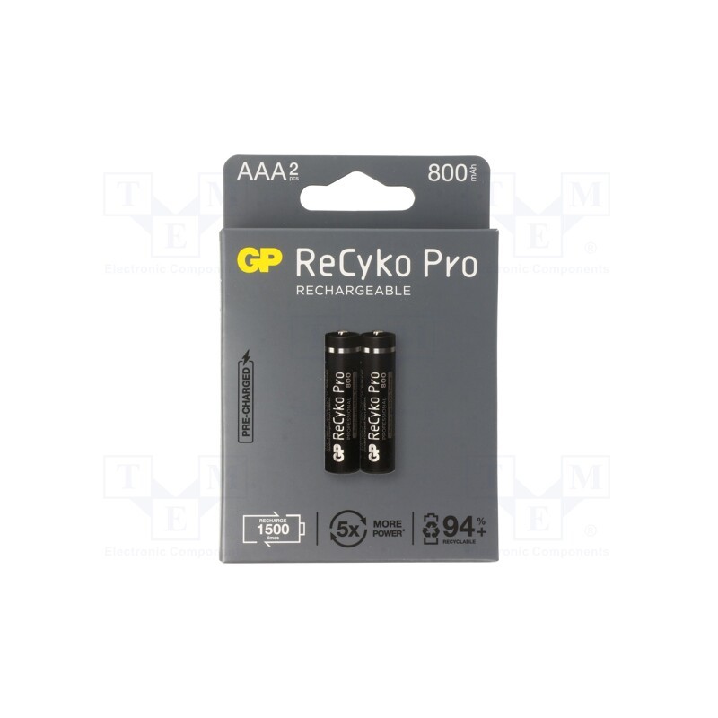 1 set x GP - 85AAAHCB-EB2 - Re-battery: Ni-MH, AAA,R3, 1.2V, 820mAh, ReCYKO PRO, blister, 2pcs.