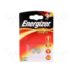 1 set x ENERGIZER - LR43 186 - Battery: alkaline, 1.5V, LR43,coin,R1142, 123mAh, Ø11.6x4.2mm