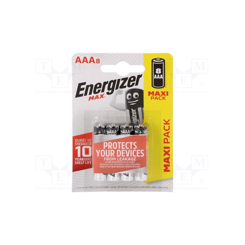 1 set x ENERGIZER - 7638900437980 - Battery: alkaline, 1.5V, AAA, non-rechargeable, 8pcs, MAX