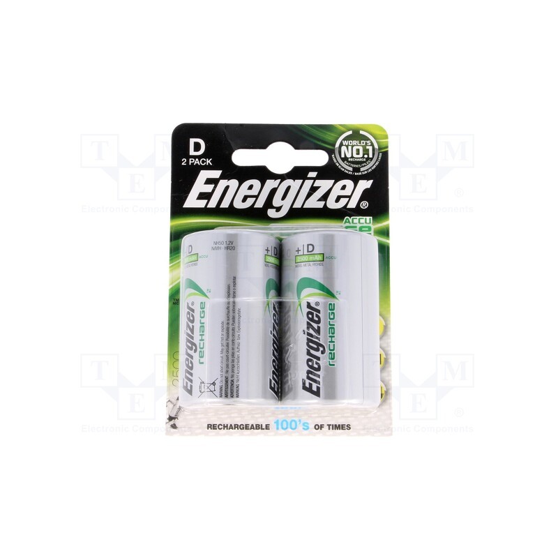 1 set x ENERGIZER - 7638900138757 - Re-battery: Ni-MH, D, 1.2V, 2500mAh, 2pcs.