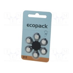 1 set x VARTA MICROBATTERY - 4607 726 406 - Battery: zinc air (ZnO2), 1.4V, AC312,coin,R36, 150mAh, 6pcs.