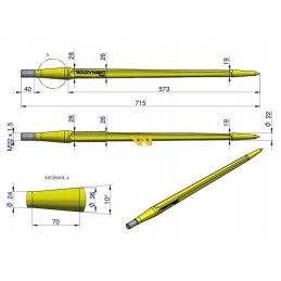 Straight loader l 710 mm Waryn round
