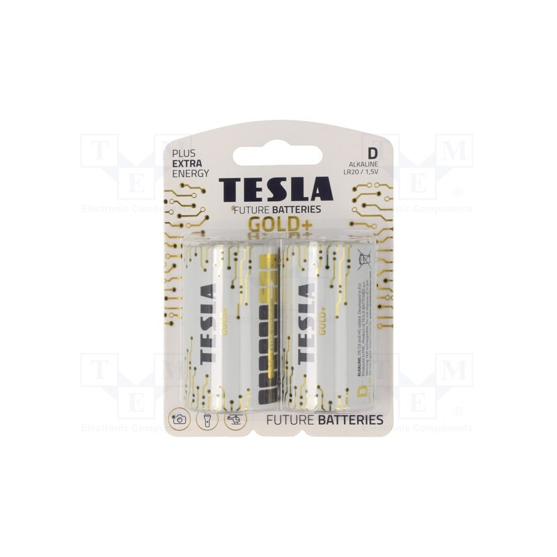 1 set x TESLA BATTERIES - 8594183396606 - Battery: alkaline, 1.5V, D, non-rechargeable, Ø34.2x61.5mm, 2pcs.