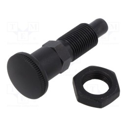 1 pcs x ELESA+GANTER - GN 817-10-12-CK - Indexing plungers, Thread: M16, Plating: black finish, 10mm
