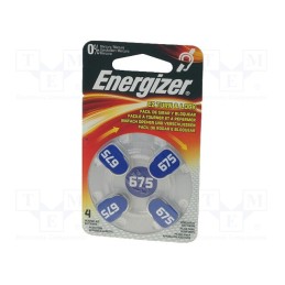 1 set x ENERGIZER - AC675 - Battery: zinc air (ZnO2), 1.4V, AC675,coin,R1154, 635mAh, 4pcs.
