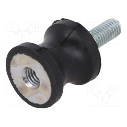 1 pcs x ELESA+GANTER - DVC.2-20-14-19-M6-18-55 - Vibration damper, M6, Ø: 20mm, rubber, L: 19mm, Thread len: 18mm