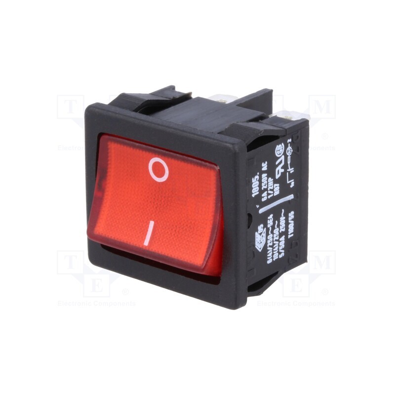 1 pcs x Marquardt - 1805.711 - ROCKER, DPST, Pos: 2, ON-OFF, 10A/250VAC, red, IP40, filament lamp