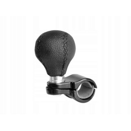 Black leather steering wheel knob