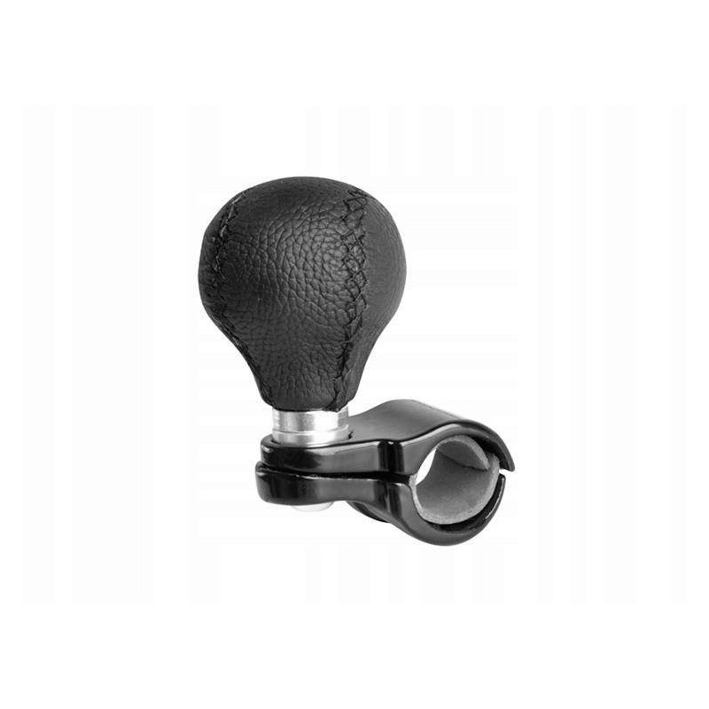Black leather steering wheel knob