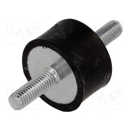 1 pcs x ELESA+GANTER - DVA.1-25-15-M6-18-55 - Vibration damper, M6, Ø: 25mm, rubber, L: 15mm, Thread len: 18mm