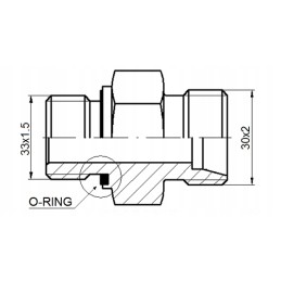 Straight hydraulic connection, nipple 33x1 5 30x2