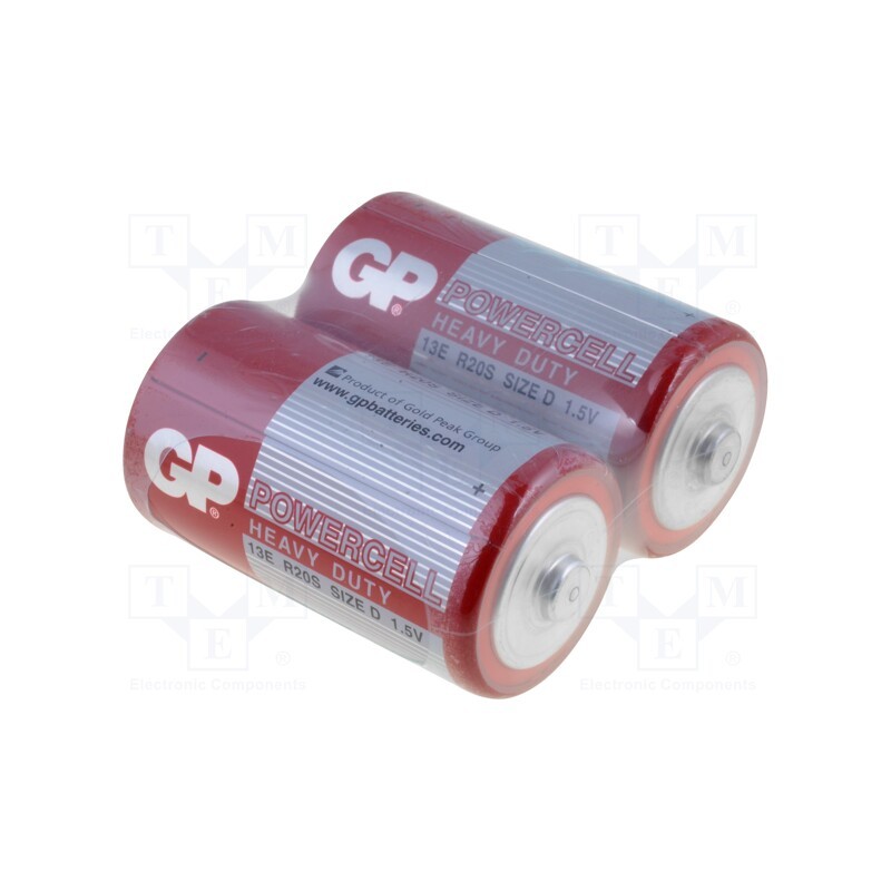 1 set x GP - GP13E - Battery: zinc-carbon, 1.5V, D, non-rechargeable, 2pcs, POWERCELL