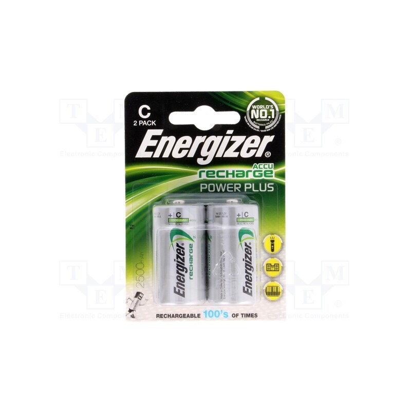 1 set x ENERGIZER - 7638900138740 - Re-battery: Ni-MH, C, 1.2V, 2500mAh, 2pcs.
