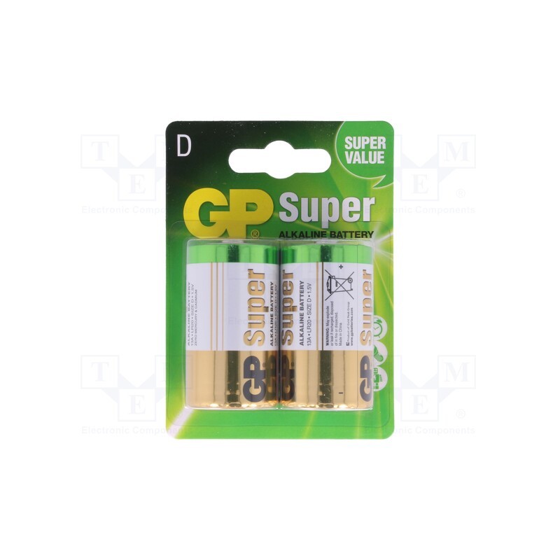 1 set x GP - 13A-U2 - Battery: alkaline, 1.5V, D, non-rechargeable, 2pcs.