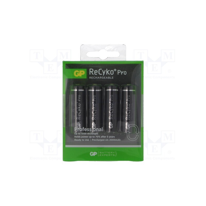 1 set x GP - GP210AAHCBE B4 - Re-battery: Ni-MH, AA, 1.2V, 2Ah, ReCYKO PRO, Ø14.5x50.5mm, 200mA